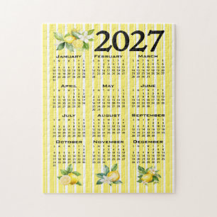 Puzzle Calendario 2027 estilo italiano limones rayas amar