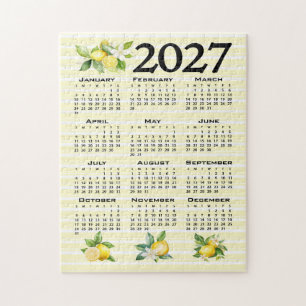 Puzzle Calendario 2027 estilo italiano limones rayas amar