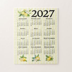 Puzzle Calendario 2027 estilo italiano limones rayas amar