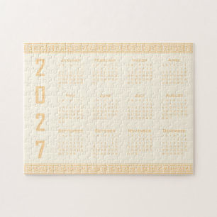 Puzzle Calendario 2027, Falso Griego, Beige sobre Latte C