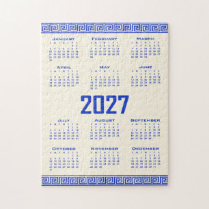 Puzzle Calendario 2027, Falso Griego, Café Cósmico Azul G