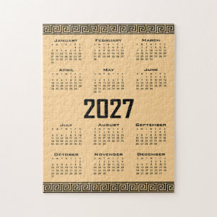 Puzzle Calendario 2027, Falso Griego, Negro sobre Beige