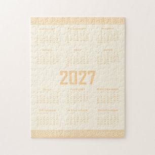 Puzzle Calendario 2027, Fret Griego, Beige sobre Cosmic L
