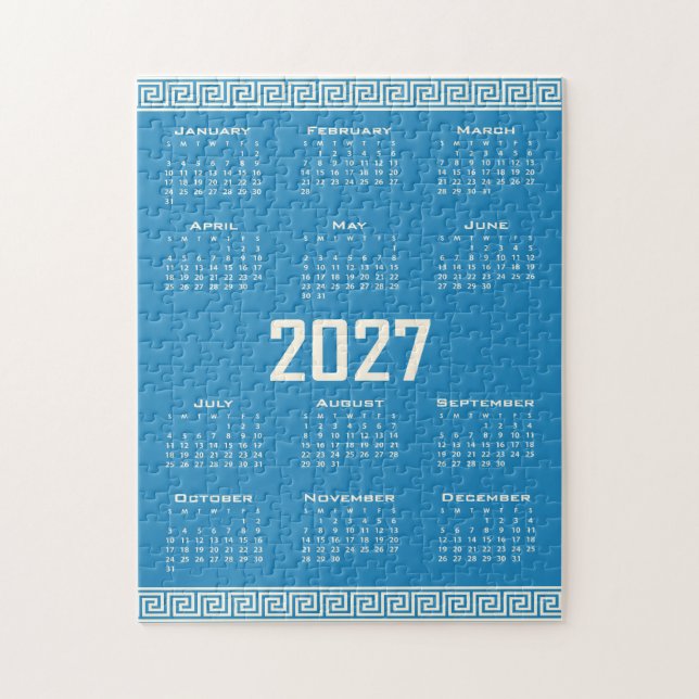 Puzzle Calendario 2027, Fret griego, Cosmic Latte sobre a (Vertical)