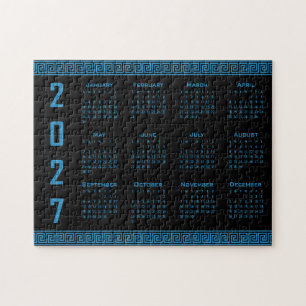 Puzzle Calendario 2027, Fret Griego, Cosmos Azul sobre Ne