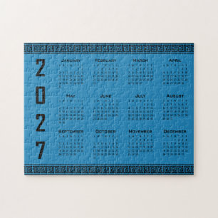 Puzzle Calendario 2027, Fret Griego, Negro sobre Azul Cos