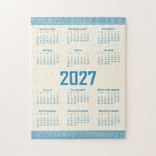 Puzzle Calendario 2027, Frote Griego, Azul sobre Cosmic L