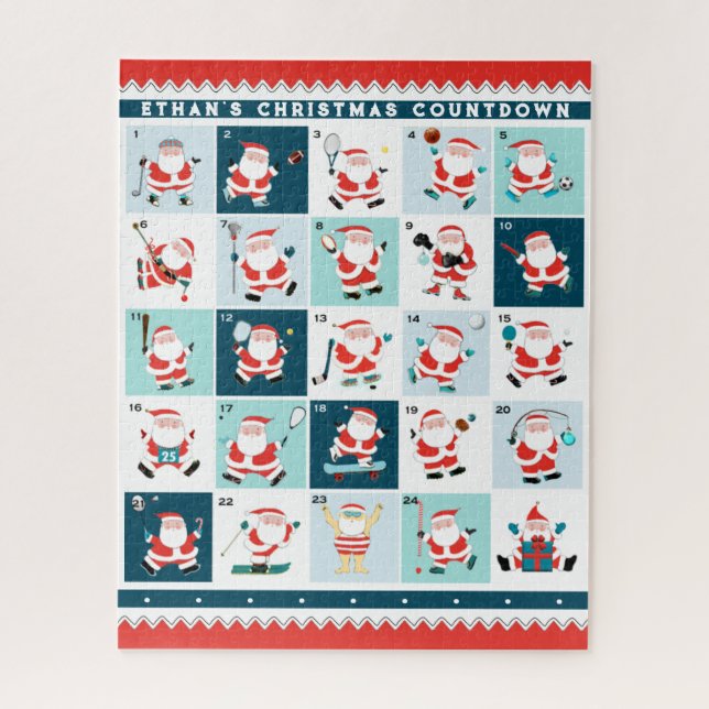 Puzzle Calendario de Navidades deportivos personalizados (Vertical)