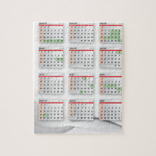 Puzzle Calendario inglés hebreo 2016-2017