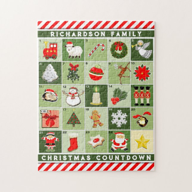 Puzzle Calendario personalizado de Adviento de Navidad (Vertical)
