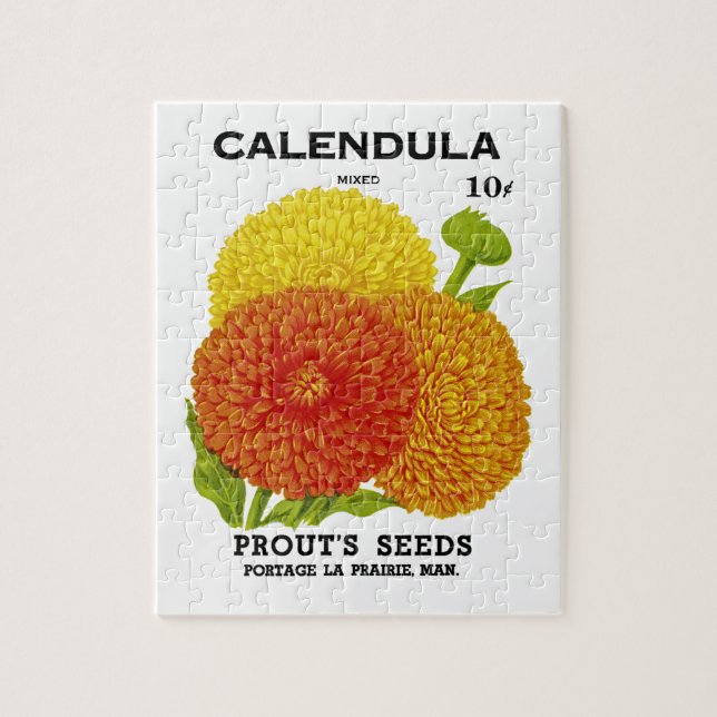 Puzzle Calendula Vintage Seed Pack (Vertical)