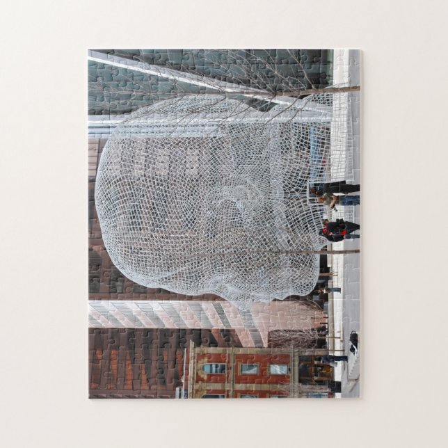 Puzzle Calgary en escultura callejera. (Vertical)