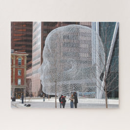 Puzzle Calgary en escultura callejera.