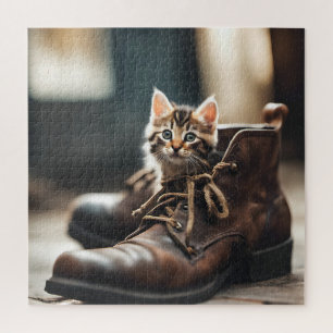 Puzzle Calico Kitten En El Zapato Antiguo