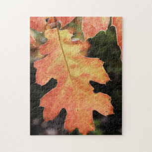 Puzzle California, una hoja de roble de color otoñal