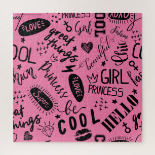Puzzle Caligrafía de chicas: Patrón de moda sin foco