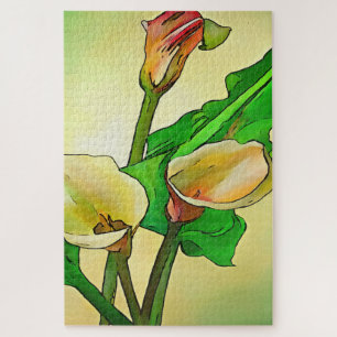 Puzzle Calla Lilis Específica Contra Un Ombre Verde