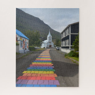 Puzzle Calle arco iris en Seydisfjordur, Islandia
