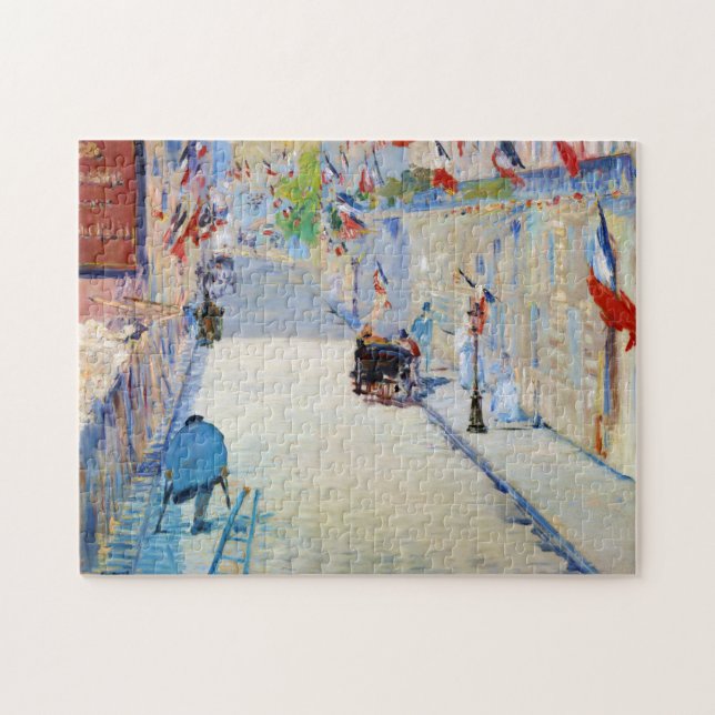 Puzzle Calle con banderas francesas, Manet (Horizontal)