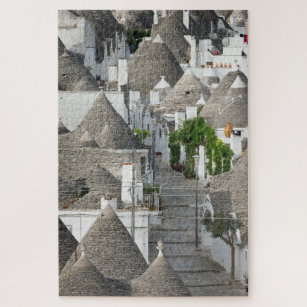 Puzzle Calle con las casas del trulli en Alberobello,