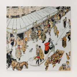 Puzzle Calle de Londres, fila para el boleto de teatro de