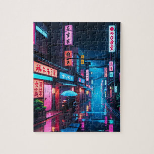 Puzzle Calle de Tokio por la Noche Arte LoFi