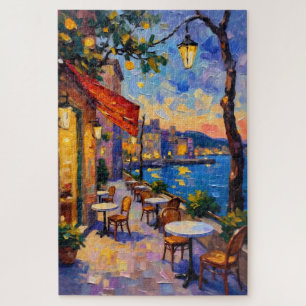 Puzzle Calle europea al atardecer