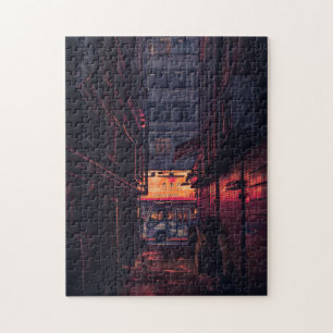 Puzzle Calle oscuro en una gran ciudad de Japón