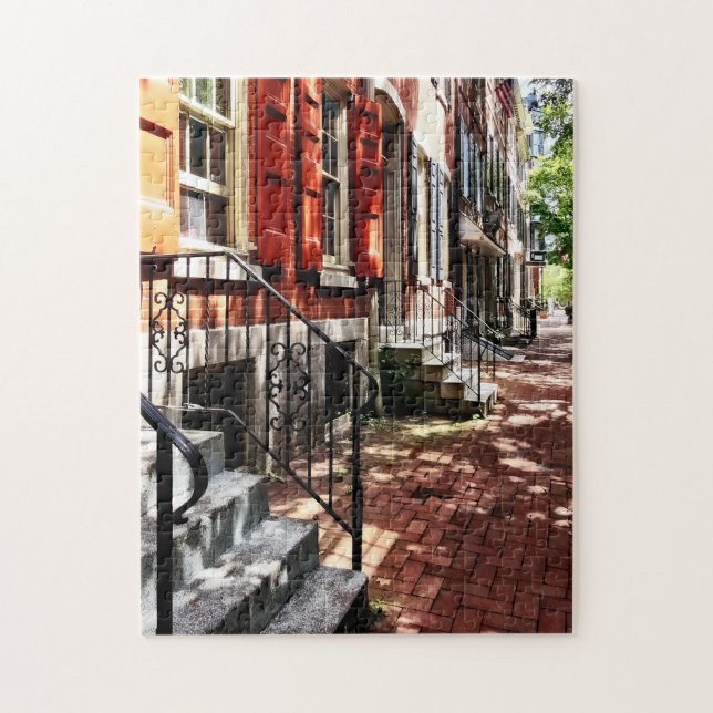 Puzzle Calle PA de Filadelfia con Shutters Naranja (Vertical)