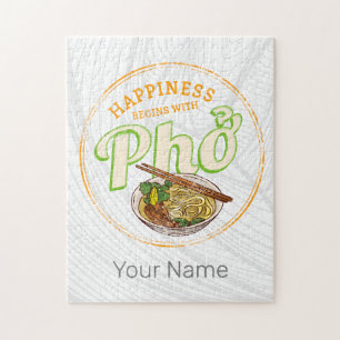 Puzzle Calle retro de sopa de Pho Alimentos Vintage Gourm