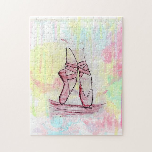 Puzzle Calzado de ballet lindo sketch Watercolor mano dib (Vertical)