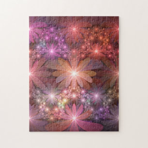 Puzzle Cama De Flores Colorido Brillante Arte Fractal Abs