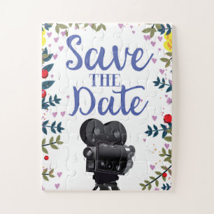 Puzzle Cámara de cine para boda de guardar la fecha