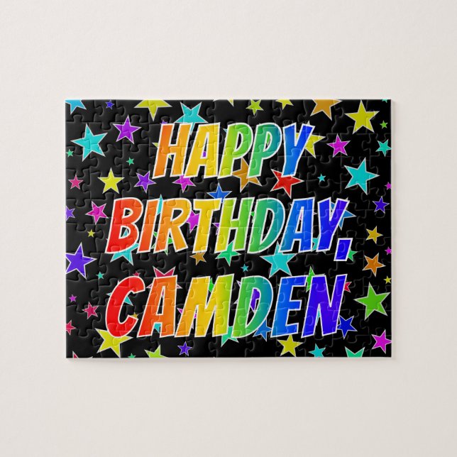 Puzzle "CAMDEN" Nombre, Diversión "FELIZ CUMPLEAÑOS" (Horizontal)