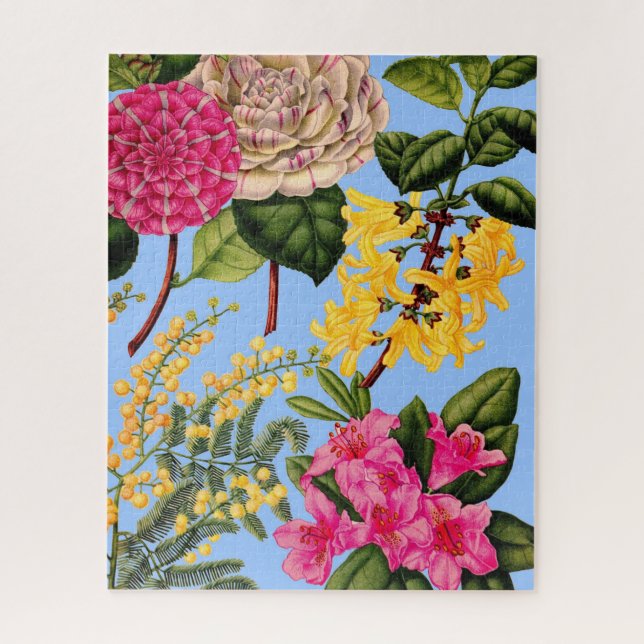 Puzzle camellia, forsythia, rododendros y acacia (Vertical)