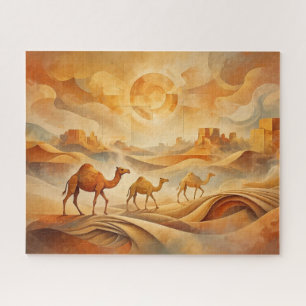 Puzzle Camellos del amanecer del desierto Arenas movediza