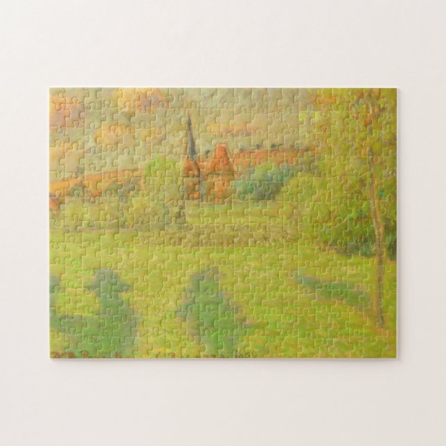 Puzzle Camille Pissarro el | el pastor y la iglesia de (Horizontal)