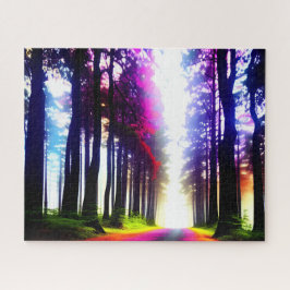 Puzzle Camino arcoiris a través de un bosque suntuoso enc