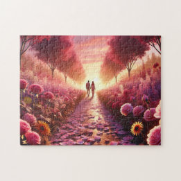 Puzzle Camino de Flores al Atardecer de San Valentín para