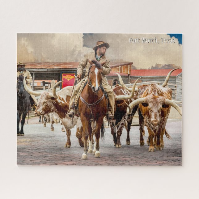 Puzzle Camino de ganado, Longhorns & Cowboys, Fort Worth, (Horizontal)