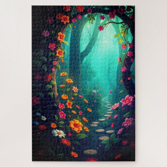 Puzzle Camino de los bosques mágicos con flores silvestre (Vertical)