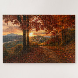 Puzzle Camino de Otoño a un Pueblo en Piamonte–Rompecabez