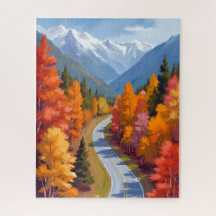 Puzzle Camino de Otoño Aquarela de Naturaleza con Folla