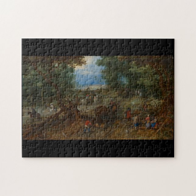 Puzzle Camino de Woodland con viajeros 1607 Jan Brueghel (Horizontal)