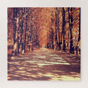 Puzzle Camino Forestal de Otoño: Tranquilo viaje paisajís