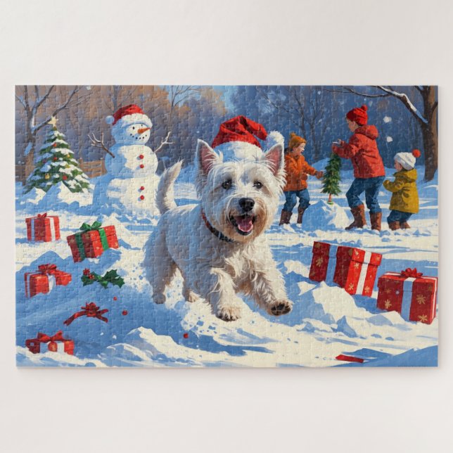 Puzzle Camino occidental en nieve con Gorra de Navidades (Horizontal)