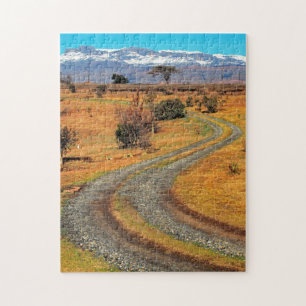 Puzzle Camino y cordillera de la catedral con nieve, Cham