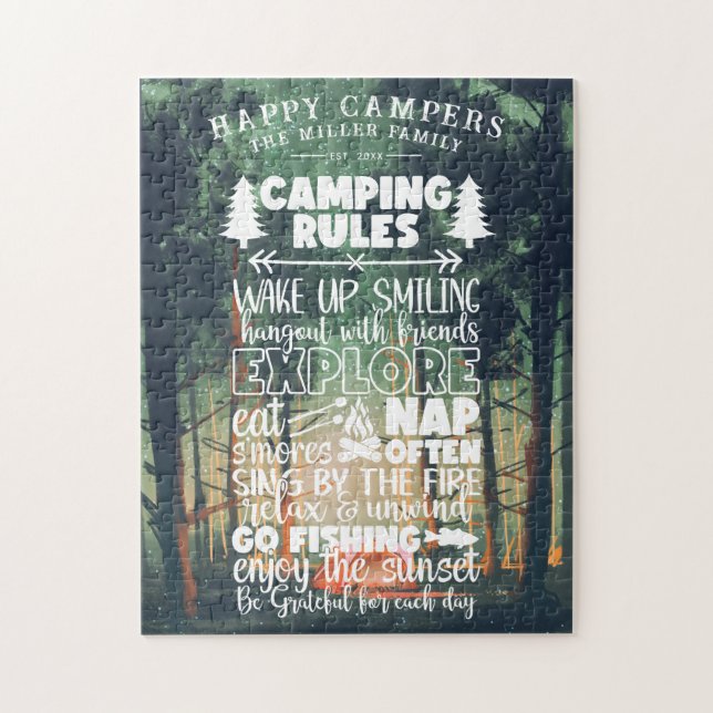 Puzzle Caminos felices | Reglas de acampar nombres famili (Vertical)