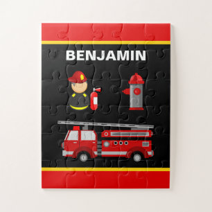 Puzzle Camión de bomberos Personalizado con nombre de niñ