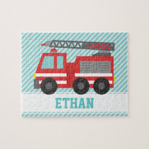 Puzzle Camión de Bomberos Rojo Personalizado para Niños